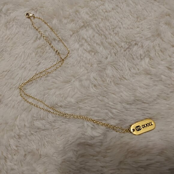 Gucci GG Authentic Vintage Oval Oblong Pendant Necklace Gold 18K 925 Ster - Picture 4 of 13
